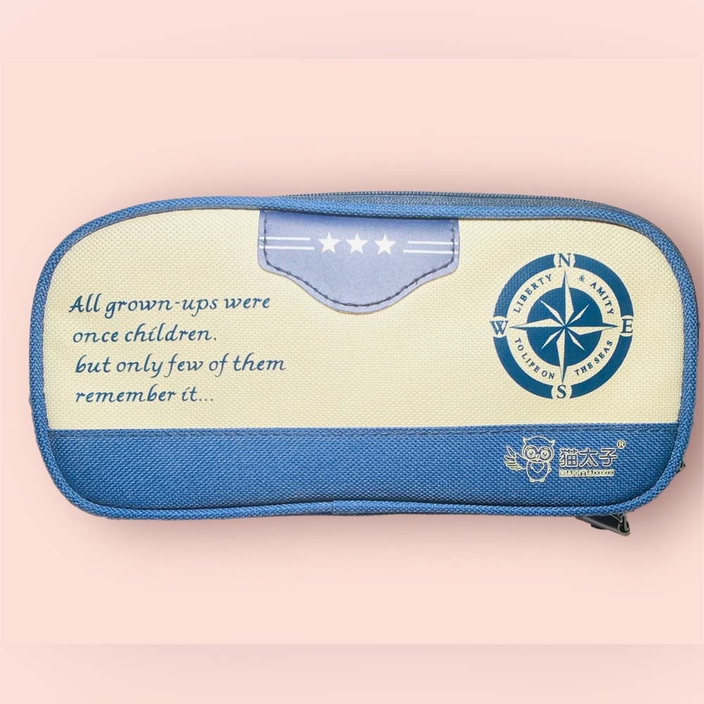 Navy Style Classic Retro Zipper Large Capacity School Pencil Case Bag School